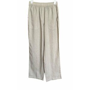 Zara Womens Pants 100% Linen Slacks Beige Sz XS Elastic Waist Bohemian pants